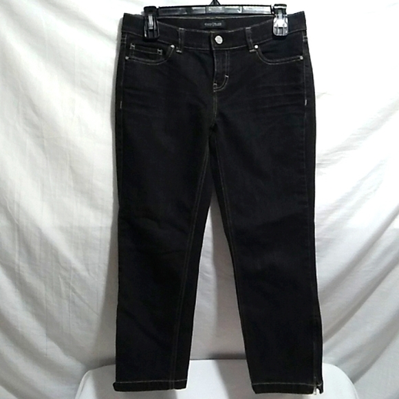 White House Black Market Slim Capri Noir Jeans Sz.2 Feel Beautiful Like New - Picture 1 of 13